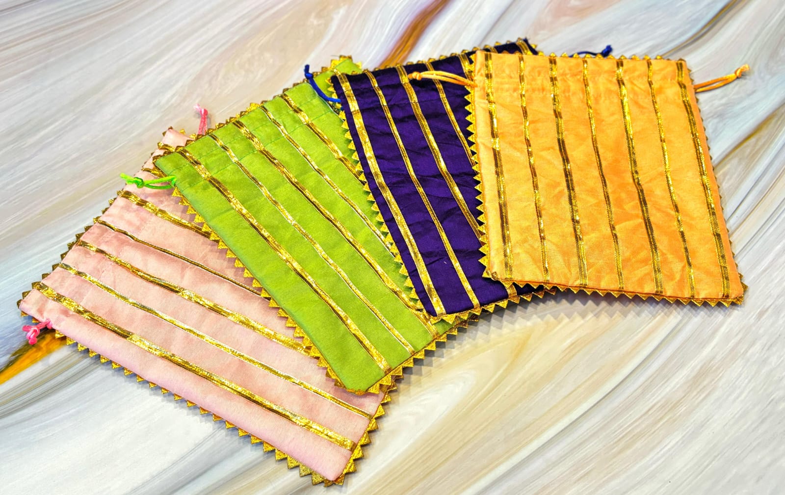 beautiful set of 20 potlis for give away gift, ideal for keeping jewelry/coinns/sweets/snacks/dry fruits